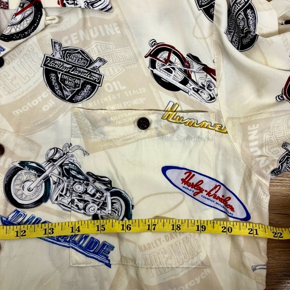 Harley-Davidson Shirt Unisex M Beige Hawaiian Bike AOP Made In Hawaii - Picture 6 of 7